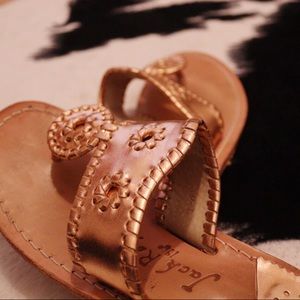 Rose gold Jack Rogers sandals